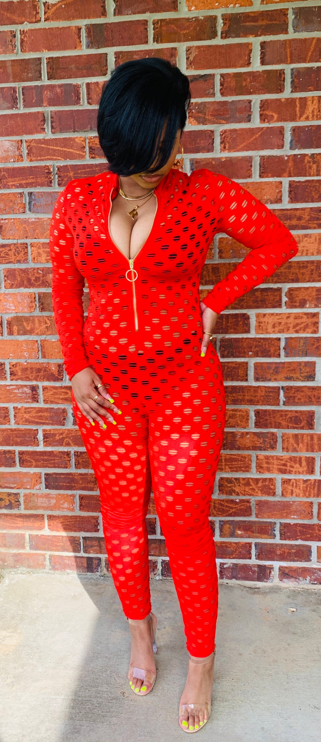 HARD TO HANDLE JUMPSUIT RED